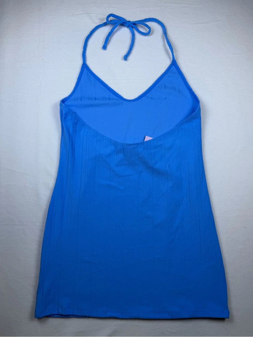 NWT Wild Fable Blue Ribbed Halter Mini Swim Cover up Dress - Size Medium (8-10)